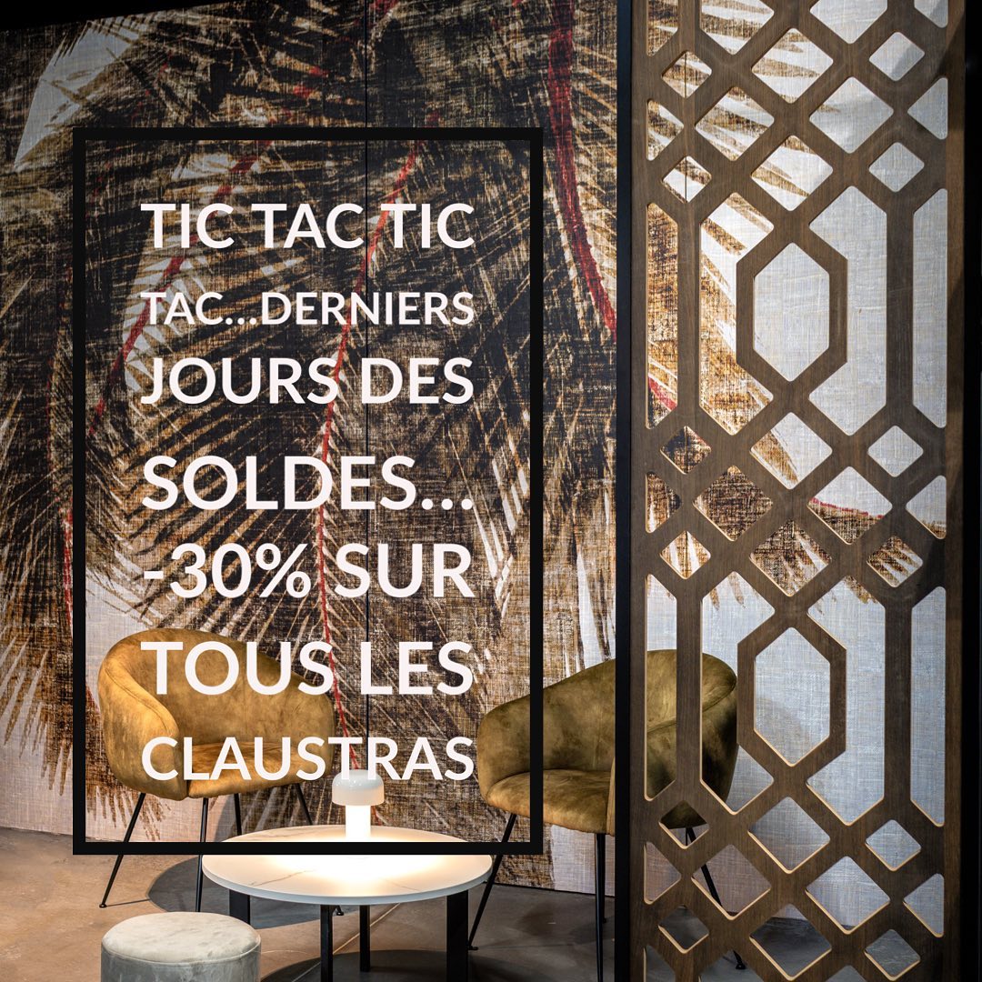 TIC TAC TIC TAC… DERNIERS JOURS DES SOLDES…
-30% SUR TOUS LES CLAUSTRAS ET PANNEAUX GRAVÉS ET -50% SUR LES PANNEAUX 3D, JUSQU’AU 7 FÉVRIER INCLUS !
 
 
#claustra #claustrabois #exterieuretinterieur #claustraexterieur #separation #decorsmuraux #cloison #separationajouree #surmesure #photography #decoration #design #architecturedinterieur #panneau3D #atelier #personnalisable #newproject #habillage #agencement #fabricationfrancaise #glasswall #fabricationbretonne #handmade #faitmain #artisanatfrancais #artisanat #madeinfrance #madeforyou #decor #madeinbzh